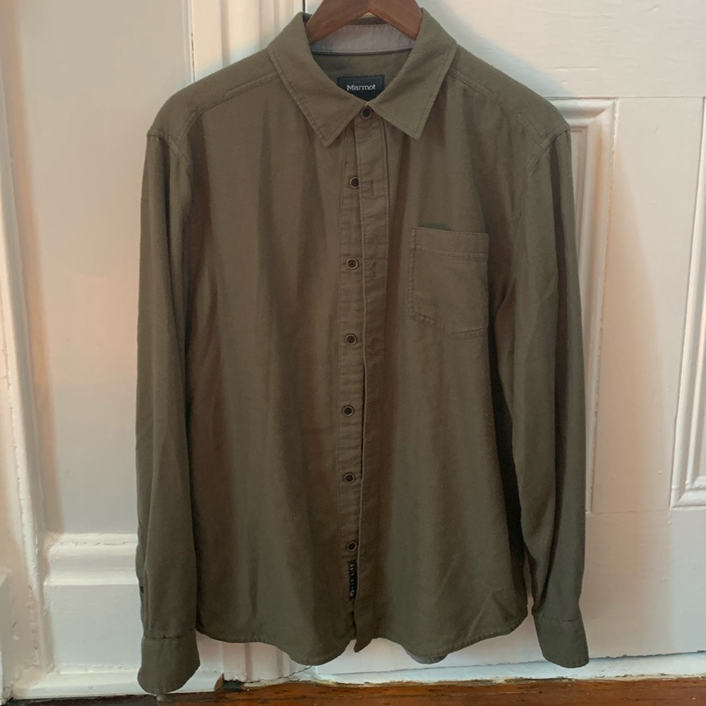 Green Cotton Button Down